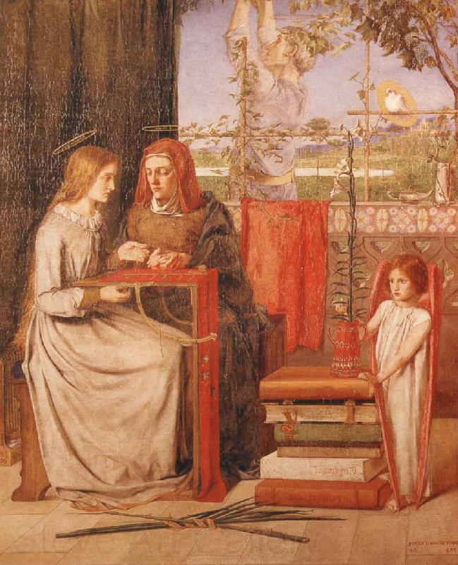 Dante Gabriel Rossetti The Girlhood of Mary Virgin Norge oil painting art